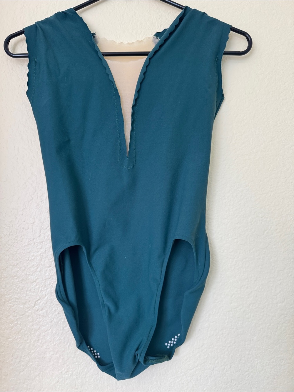 Women’s Deep V Teal Sleeveless Bluewaterdancewear Leotard Bodysuit